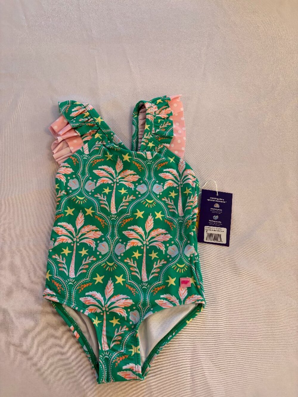 Ruffle Butts Toddler Girl's 3T Coconut Cabana Swimsuit NWT